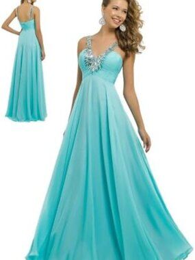 Blush Prom 9777 Size 14 Light Blue Prom Dress
